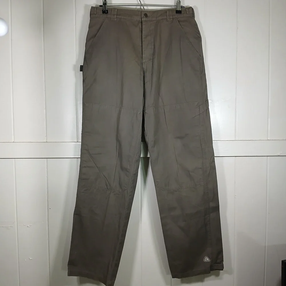 Nike ACG Double Knee Canvas Utility Pants Men 32 Olive Drab Workwear Trousers